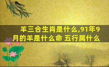 羊三合生肖是什么,91年9月的羊是什么命 五行属什么